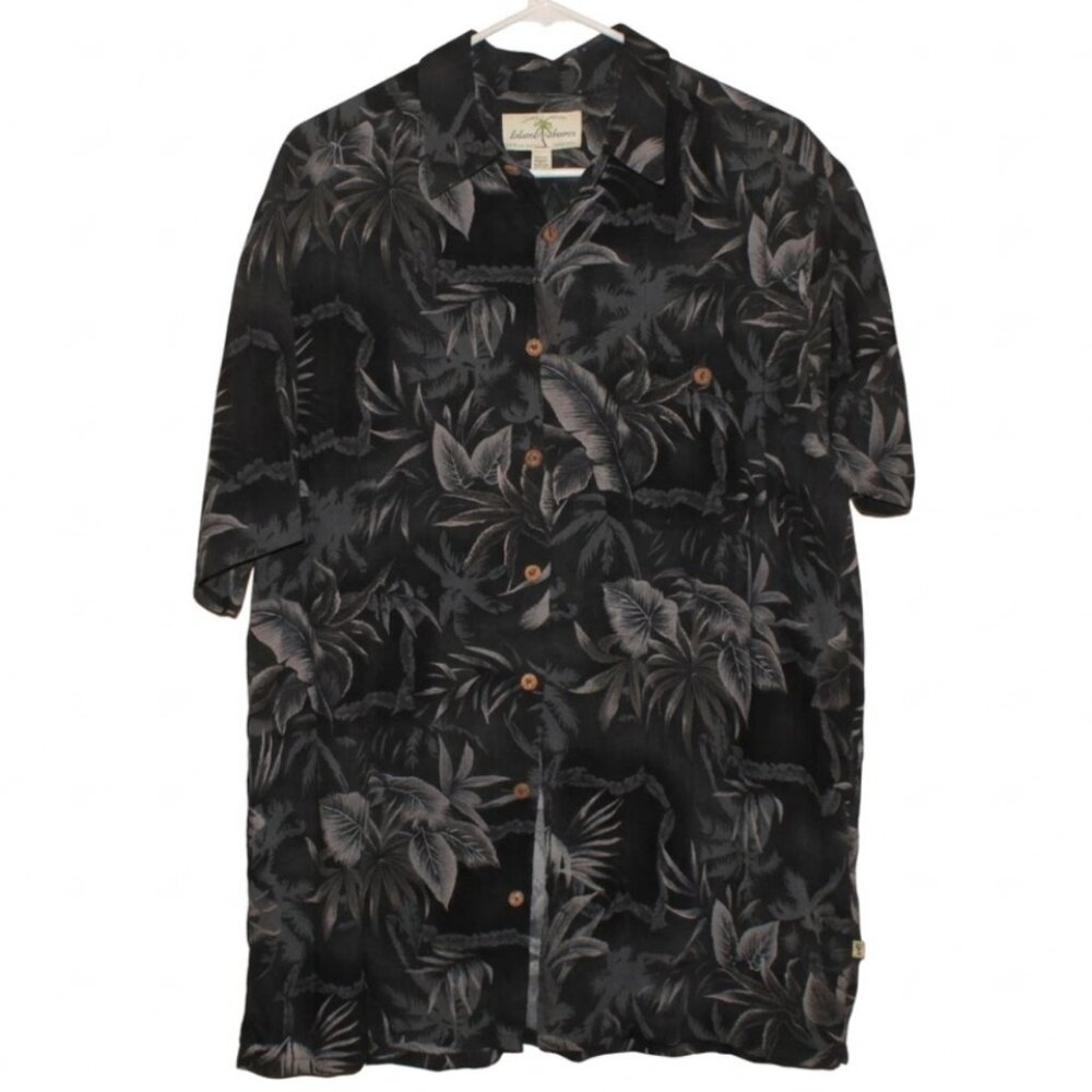 Island Shores Hawaiian Shirt Mens LT Blue Floral Tropical Short Sleeve - Picture 2 of 5
